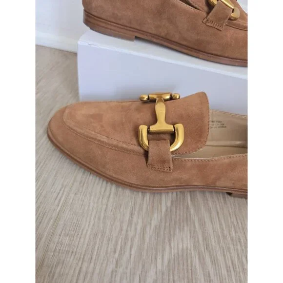 Boden Iris Snaffle Loafers Shoes Horsebit Suede Leather 39 8 Tan Brown Slip On - Picture 2 of 11